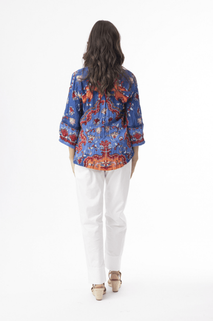 ORIENTIQUE Gathered Sleeve Boho Top 82227