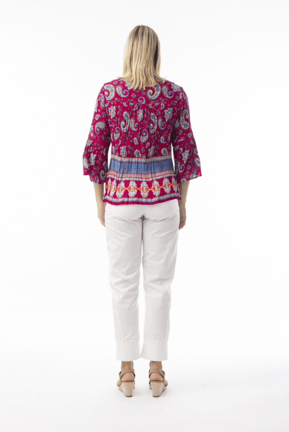 ORIENTIQUE Boho Shirred Shoulder Top 82228