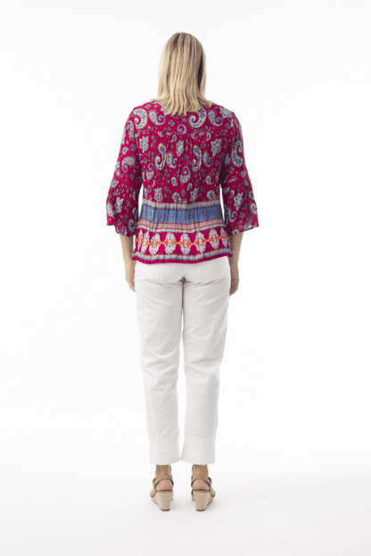 ORIENTIQUE Boho Shirred Shoulder Top 82228