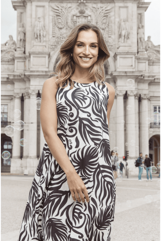 ORIENTIQUE Suriname Black Midi Dress 40175