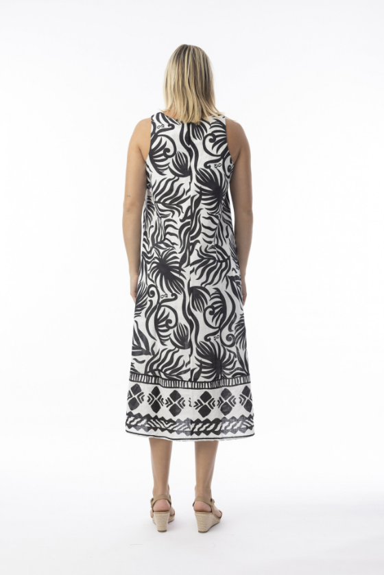 ORIENTIQUE Suriname Black Midi Dress 40175