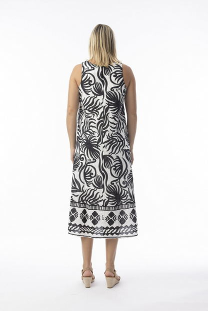 ORIENTIQUE Suriname Black Midi Dress 40175