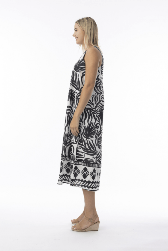 ORIENTIQUE Suriname Black Midi Dress 40175