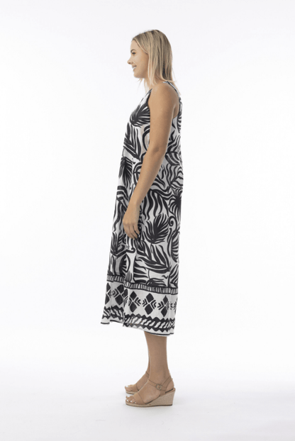 ORIENTIQUE Suriname Black Midi Dress 40175