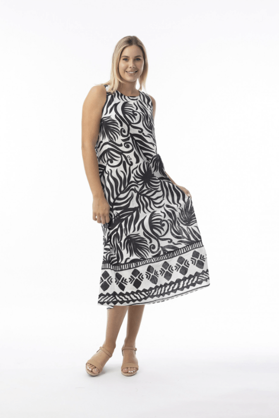 ORIENTIQUE Suriname Black Midi Dress 40175