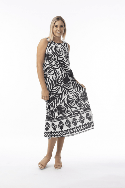 ORIENTIQUE Suriname Black Midi Dress 40175