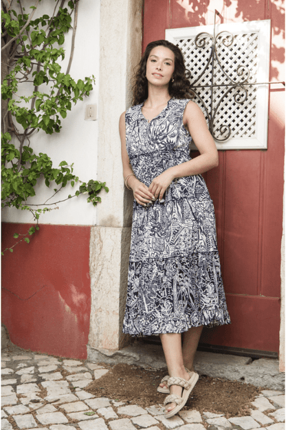 ORIENTIQUE Aksharay Navy Boho Dress 40226