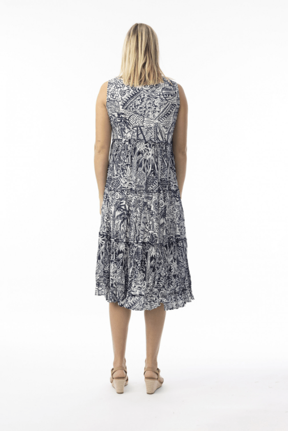 ORIENTIQUE Aksharay Navy Boho Dress 40226