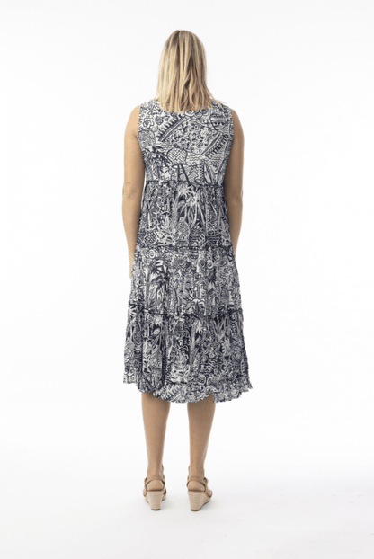 ORIENTIQUE Aksharay Navy Boho Dress 40226