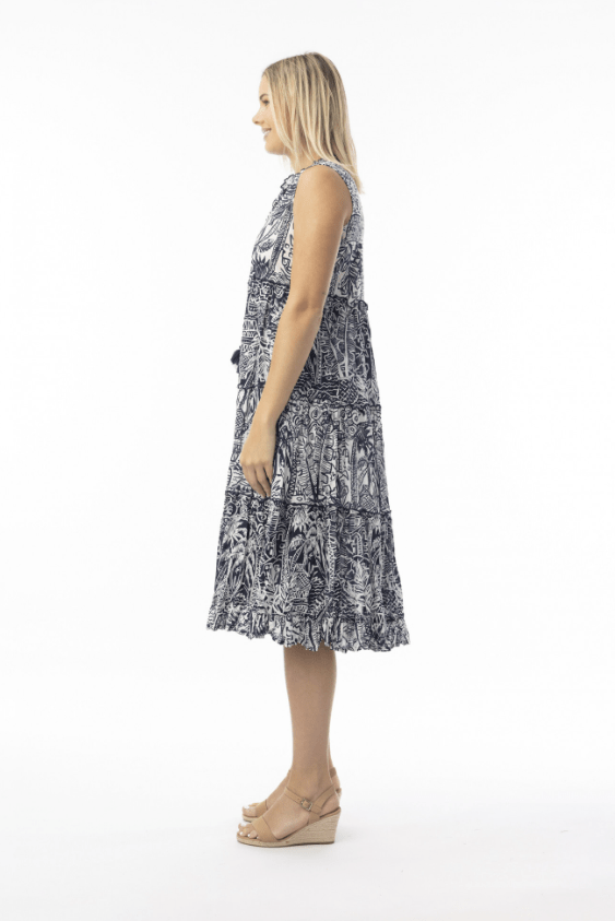 ORIENTIQUE Aksharay Navy Boho Dress 40226