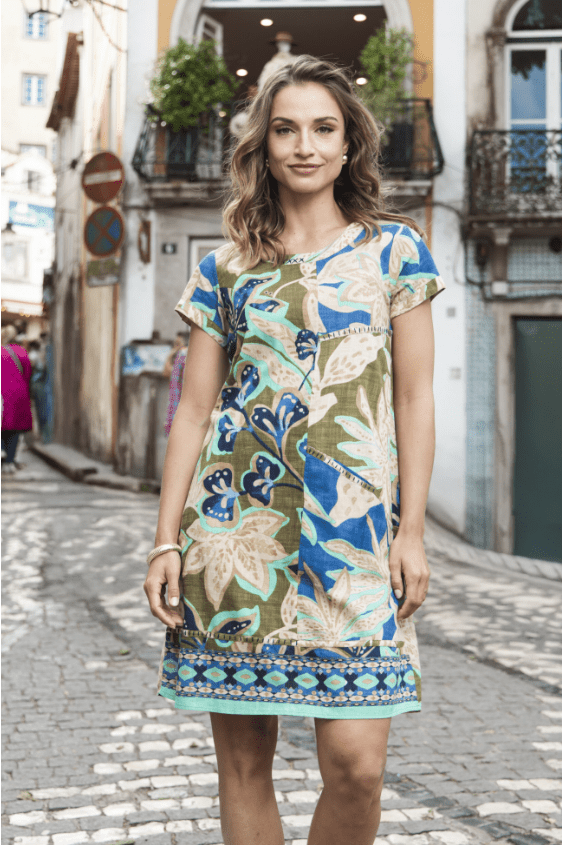 ORIENTIQUE Playa Brava Patch Shift Dress 81344