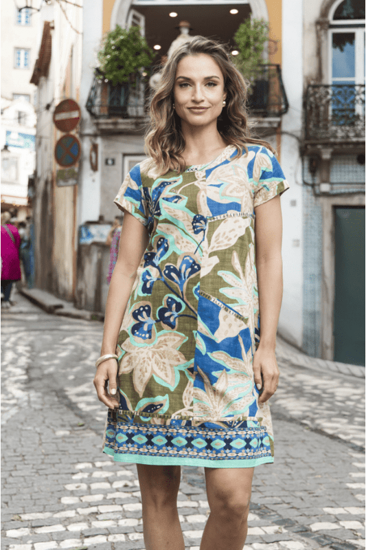 ORIENTIQUE Playa Brava Patch Shift Dress 81344