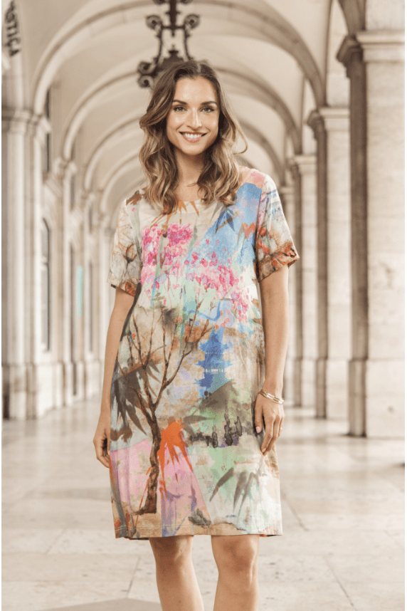 ORIENTIQUE Digital Print Shift Dress 71604