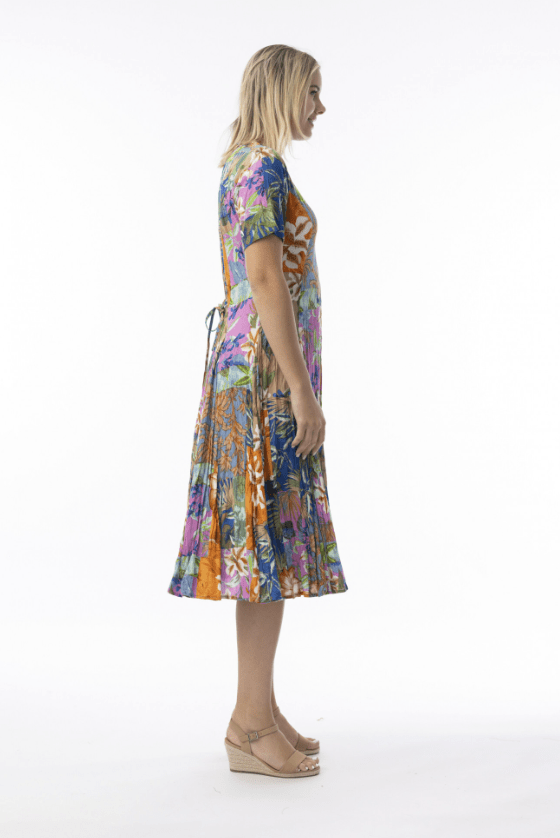 ORIENTIQUE Miramar Short Sleeve Godet Dress 81351