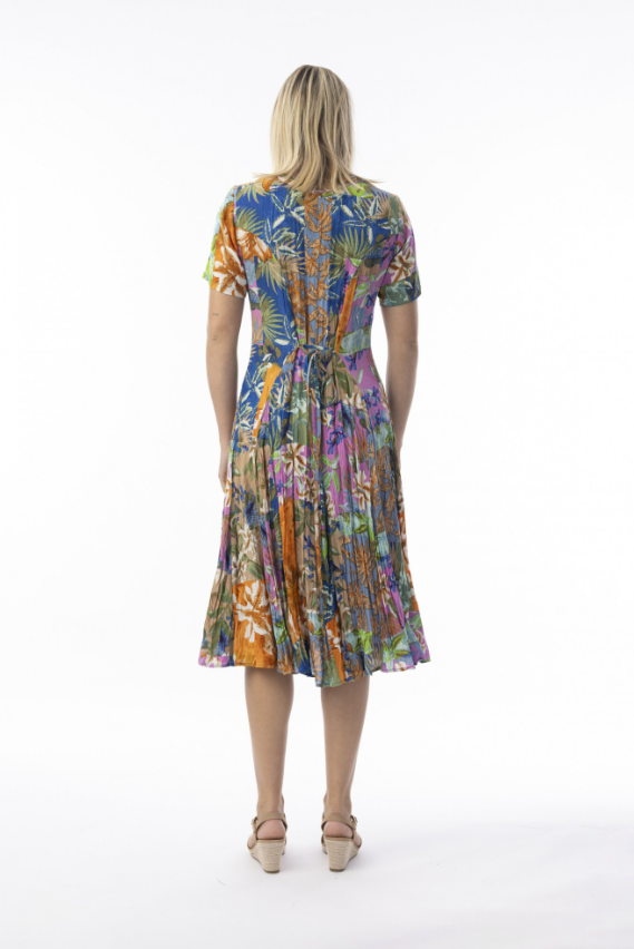 ORIENTIQUE Miramar Short Sleeve Godet Dress 81351