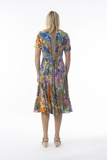 ORIENTIQUE Miramar Short Sleeve Godet Dress 81351