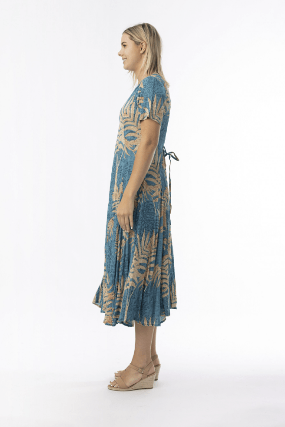 ORIENTIQUE Ponta Verde Short Sleeve Godet Dress 40203