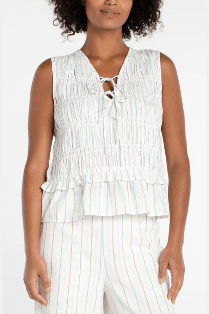 LIVERPOOL Sleeveless Tie Front Woven Top LM8K10EE61