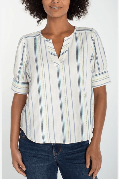 LIVERPOOL Short Sleeve Popover Woven Top LM8K03WV94