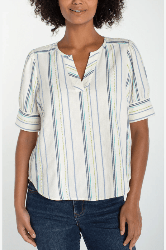 LIVERPOOL Short Sleeve Popover Woven Top LM8K03WV94