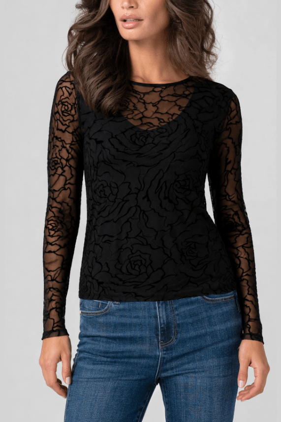 LIVERPOOL Long Sleeve Layered Knit with V Detail LM8L80KB49