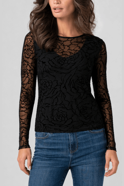 LIVERPOOL Long Sleeve Layered Knit with V Detail LM8L80KB49