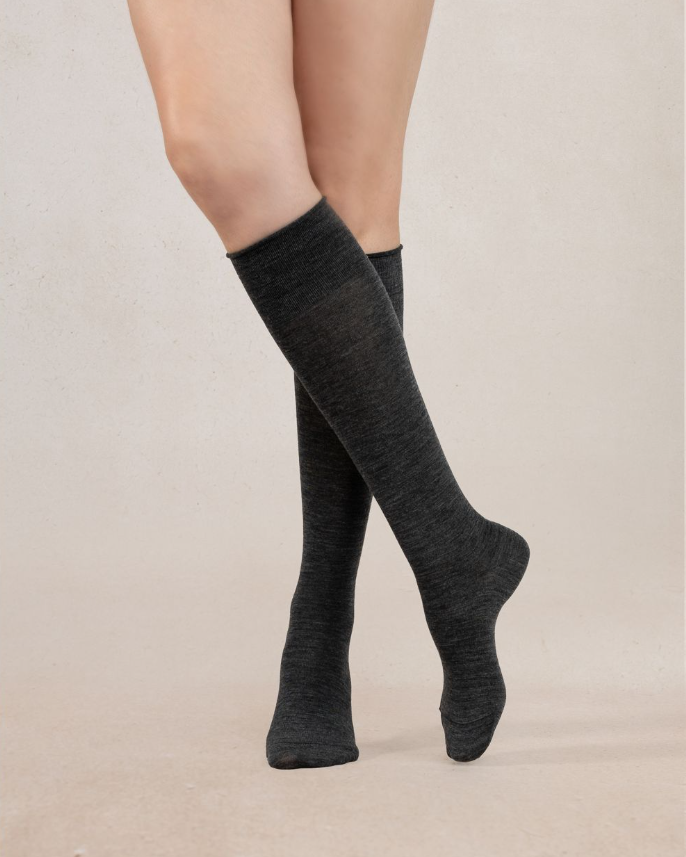 BLEUFORET Fine Wool Knee-Highs with Cotton Lining 6970