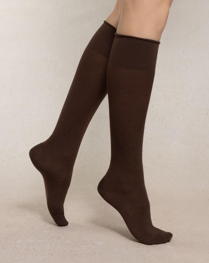 BLEUFORET Fine Wool Knee-Highs with Cotton Lining 6970
