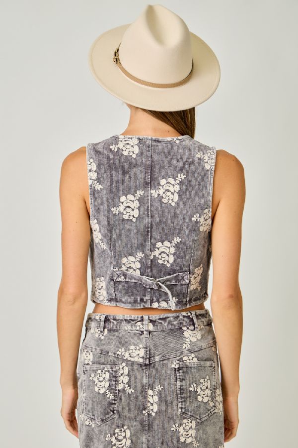 MYSTREE Embroiderd Corduroy Vest 61146