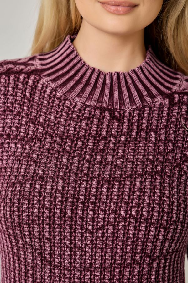 MYSTREE Cable Mock Neck Sweater 61577