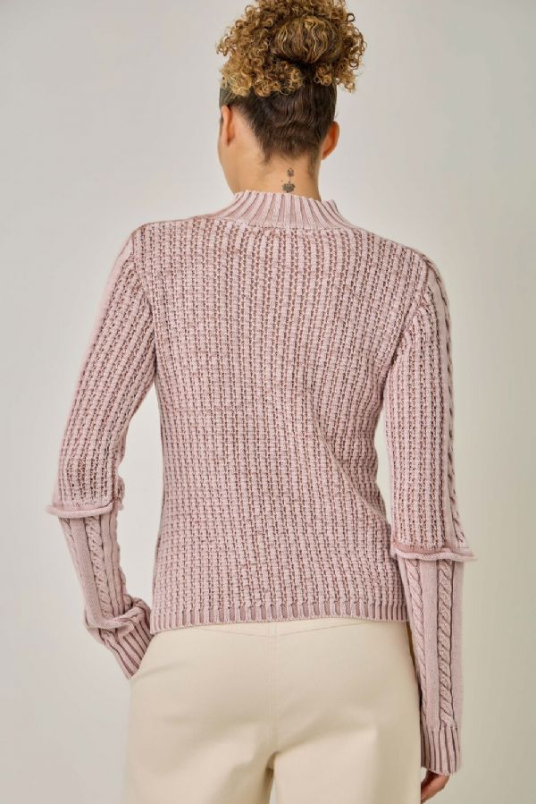 MYSTREE Cable Mock Neck Sweater 61577