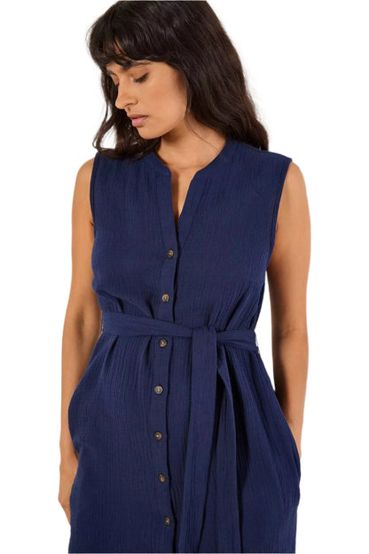 APRICOT Tetra Grandad Button Through Dress W/Tie 945999