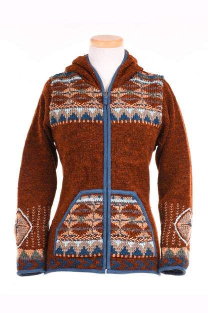 Lost Horizons Canada  Dakotah Hooded Wool Sweater with Western Pattern