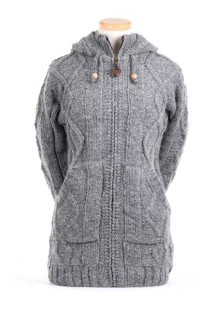 Lost Horizons Canada -  Shannon Full Zip Cable Knit Hooded Sweater