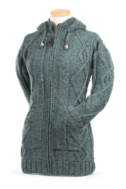 Lost Horizons Canada -  Shannon Full Zip Cable Knit Hooded Sweater