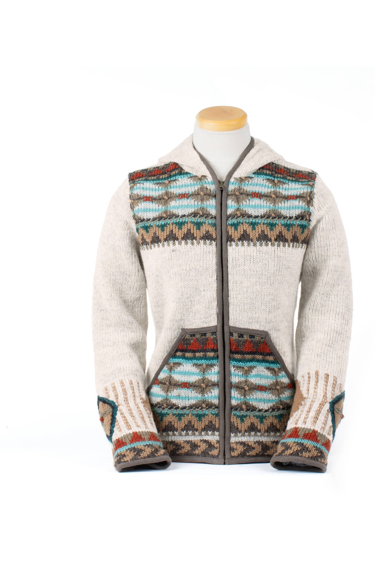 Lost Horizons Canada  Dakotah Hooded Wool Sweater with Western Pattern