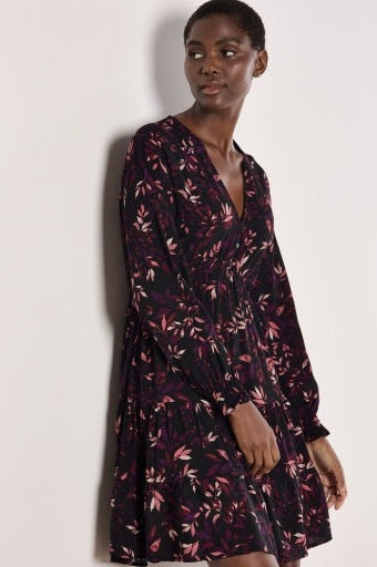APRICOT Trailing Leaves Tier Button Dress