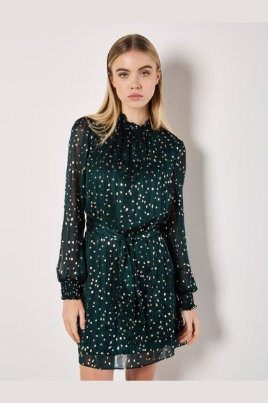 APRICOT Gold Foil Scattered Dot Dress