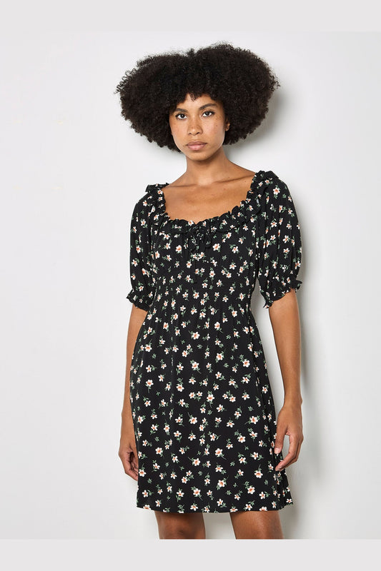 APRICOT Floral Milkmaid Frill Mini Dress