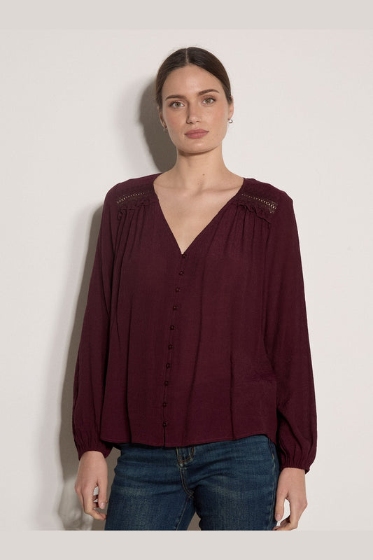 APRICOT Painterly Sarasa Ruffle Blouse