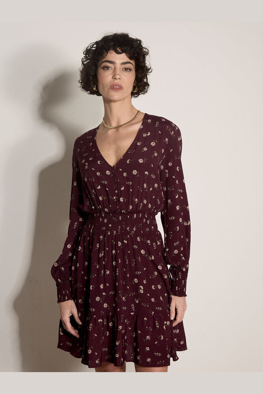 APRICOT Vintage Floral Ruffle Neck Dress