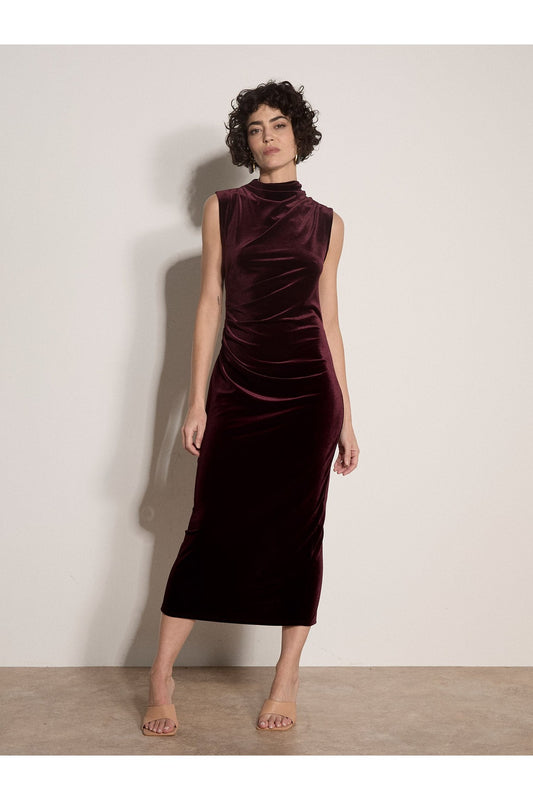 APRICOT Velvet High Neck Bodycon Dress