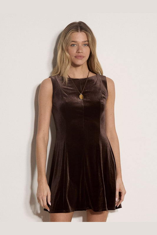 APRICOT Velvet Panelled Fit & Flare Dress